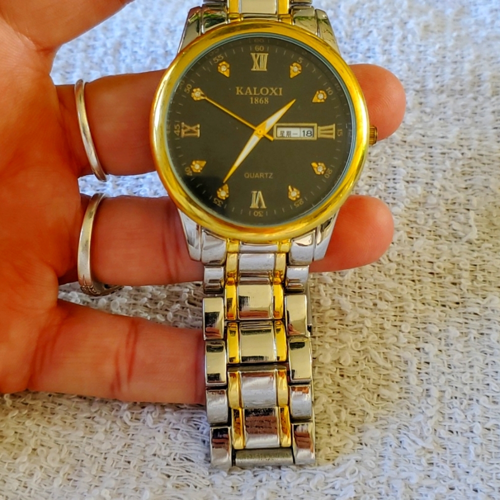 Mens Kaloxi Stainless Steel Gold tone watch